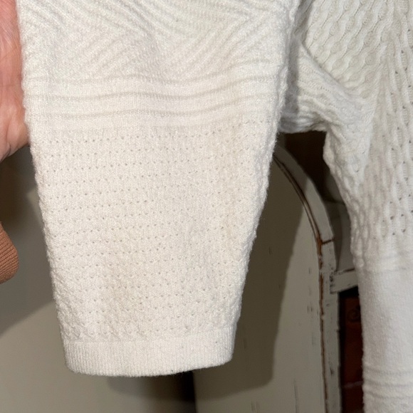 C EST. 1946 14/16 Ivory Open Front Cardigan w/faux fur collar,multi pattern knit - Picture 6 of 7